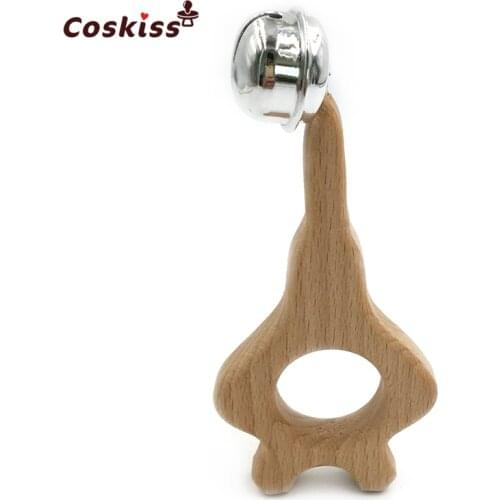 Baby Teether Bells Beech Wooden Tower Natural Handmade Wooden Teether DIY Eco-Friendly Safe Newborns Enlightenment Toys