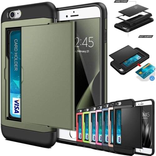 For iPhone SE 2 2020 7 8 Plus 7+ 6 6s 5 5s Case Slide Business Armor Wallet Card Slot Cover For iPhone 7 8 Plus XR X XS MAX Case