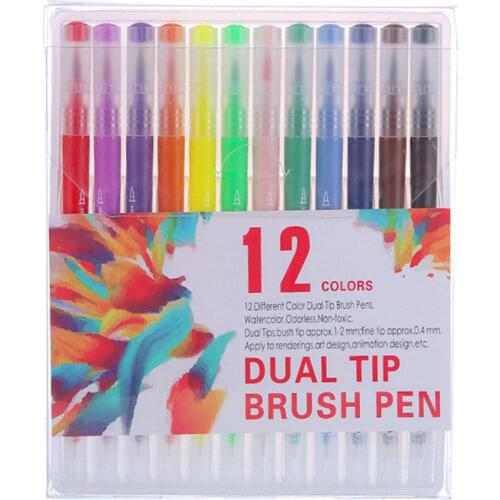 Sketching Markers for Drawing Dual Brush Pen Lettering 12 Colors Art Marker for Scrapbooking/Manga Drawing Set School Supplies