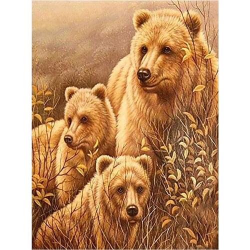 Grizzly Family Animal Diamond Painting Round Full Drill Nouveaute DIY Needlework Mosaic Embroidery 5D Cross Stitch Picture
