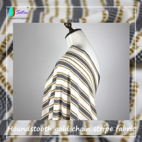 Houndstooth Gold Chain Breathable Skin-friendly Anti-wrinkle Striped Fabric Spring Summer Skirt Dress Clothing Fabric A0198F