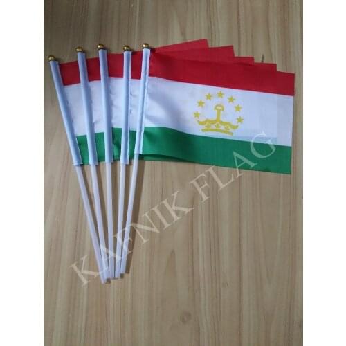 KAFNIK,5pcs Tajikistan Banner free shipping Hand waving Flag National Flag 14*21 cm