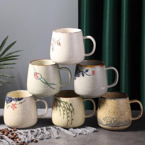 Japanese Style Coffee Cup Retro Thickened Large Capacity Household Breakfast Cups Underglaze Ceramic Milk Mug