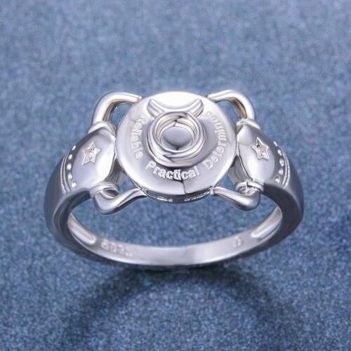 Minimalist Ladies Taurus Constellation Ring With Zircon Cute 925 Silver Gold Finger Ring Fashion Party Wedding Rings For Women