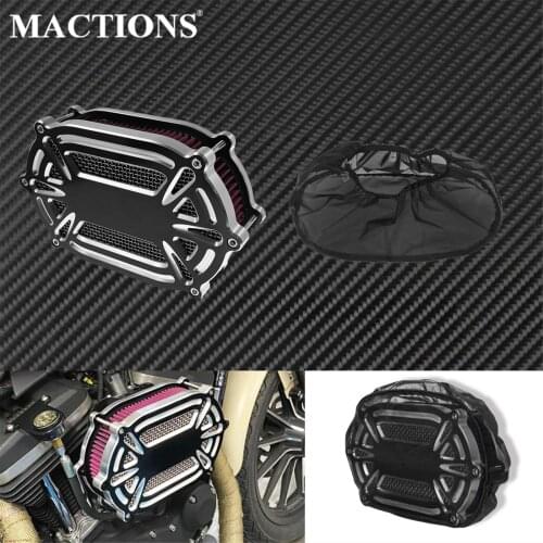 Motorcycle Oval Air Filter Intake Cleaner Kit +Rain Sock Black Protective Cover For Harley Touring Softail Trike Street Glide FL