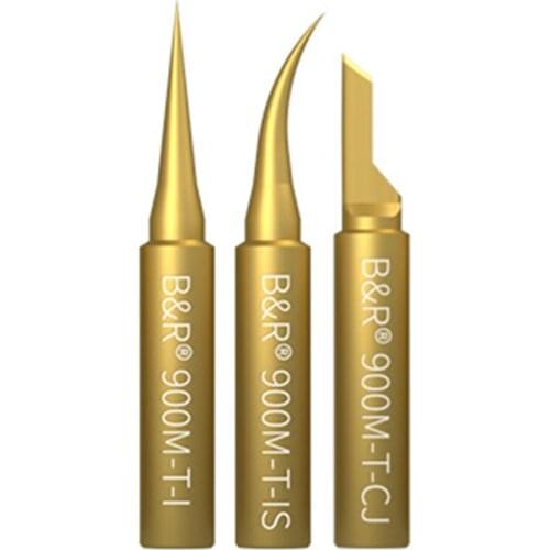 B&R 900M series pure copper pointed curved knife-shaped soldering iron tip is suitable for various soldering station handles