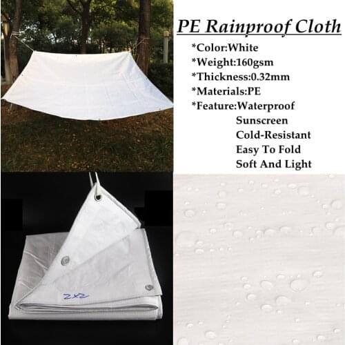 Thickness 0.32mm White PE Tarpaulin Rainproof Cloth Garden Car Canvas Balcony Succulent Cover Truck Waterproof Sunshade Cloth