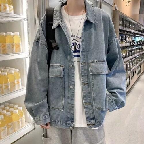 Casual Denim Jacket Student Spring Washed Denim Jacket Classic All-match Male Vintage Clothes Streetwear Coat Multi-pocket Tops