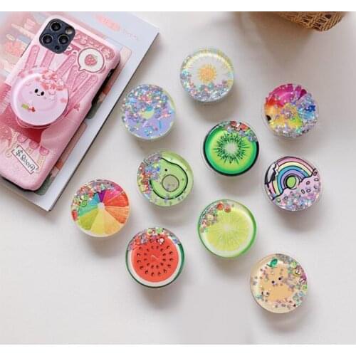 Flower Fruits Rainbow Expanding Stand Mount Phone Socket Fold Mobile Smartphones Pocket Desktop Bracket Phone Stand Holder