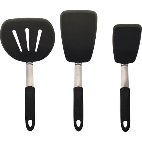 3 PCS Silicone Frying Shovel Sets Heat-resistant Steak Shovel Portable Kitchen Cooking Utensils