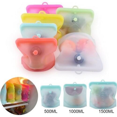 Silicon Food Storage Bag Reusable Ziplock Bag Leakproof Top Containers Eco Friendly Fridge Food Packaging Silicone Fresh Bags