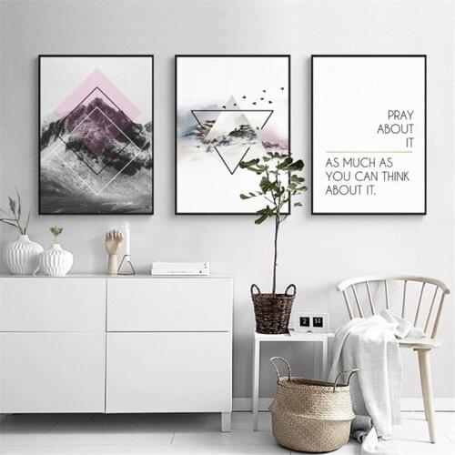 Nordic Mountain Scenery Geometric Lines Bedroom Living Room Decorative Painting Wall Picture Canvas Prints Art Spray Painting