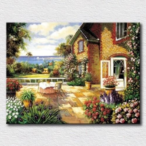 Modern Canvas Oil Painting Landscapes,Home Decoration Wall Art Picture, Landscape Garden Pictures for Living Room Wall