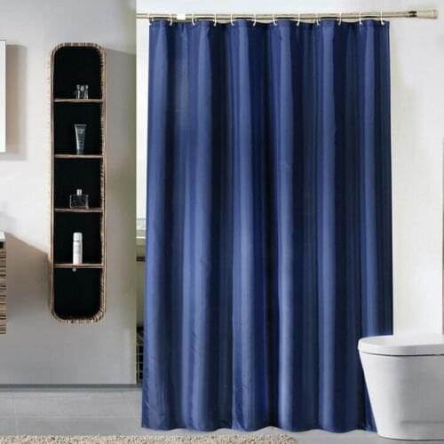 Dark blue shower curtain hotel waterproof shower curtain thick polyester fabric shower curtain with plastic hook SK-7