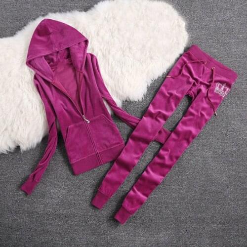 Spring / Autumn 2021 Brand Women Velvet Fabric Velor Tracksuit Women Suit Tracksuit Sweatshirts And Size Pants