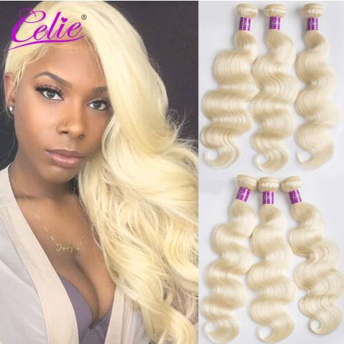 Celie Hair 613 Blonde Body Wave 3 Bundles Honey Blonde Bundles Brazilian Human Hair Weave Remy Human Hair Extension 12-24 Inch