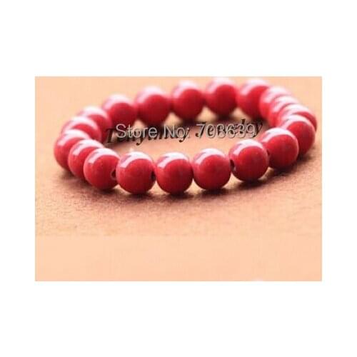 Fashion 10mm Plain Red Ceramic Beaded Bracelet For Women Attrctive Bracelet 12pcs Free Shipping