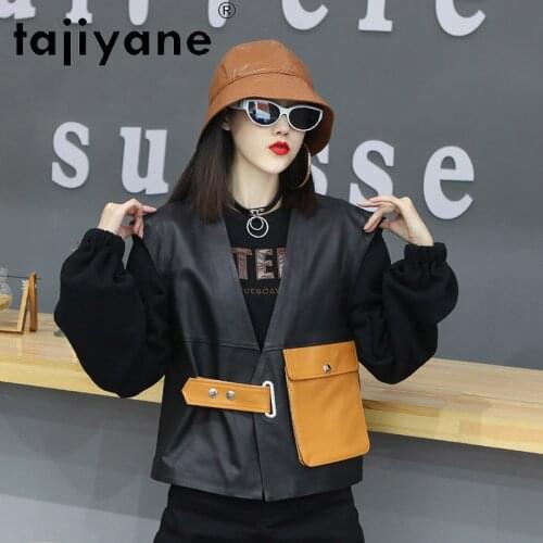Tajiyane Genuine Leather Jacket Women Real Sheepksin Vest Woman Clothes 2021 Spring Korean Style Contrast Femme Veste TN1698