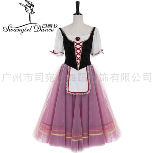 Women Black Burgundy Giselles Variation YAGP Competiton Ballerina Professional Ballet Tutu Dress BT3030B