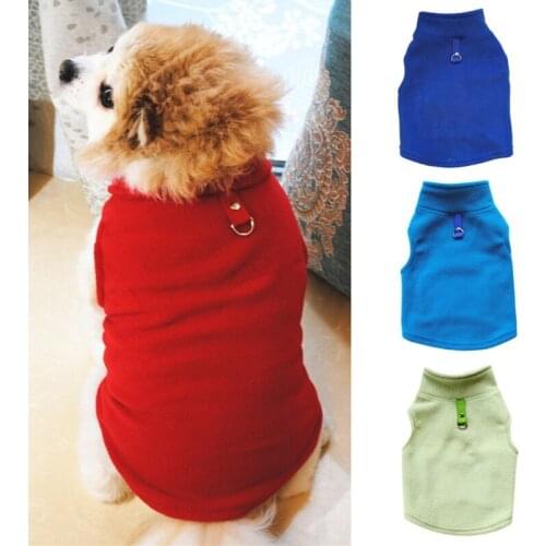 XS-3XL Winter Warm Fleece Dog Clothes Thickened Puppy Pet Vest Jacket Coat Small Medium Dogs Hoodie Costume With Traction Ring