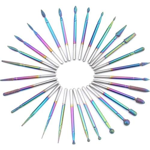1pc Rainbow Diamond Nail Drill Burr Bits Colorful Milling Cutter Bit For Manicure Pedicure Tools Electric Nail Files Accessories