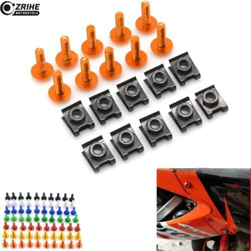 10PCS 6MM Aluminium Universal Motorcycle Fairing Bolts Fastener Clips For Kawasaki Ninja 250 300 Z250 Z800 Z1000 MT09 MT07