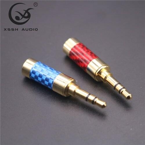 10pcs XSSH audio HiFi Red Blue Carbon Fiber 3.5 1/8" headphone earphone 3.5mm audio mini jack stereo Plug
