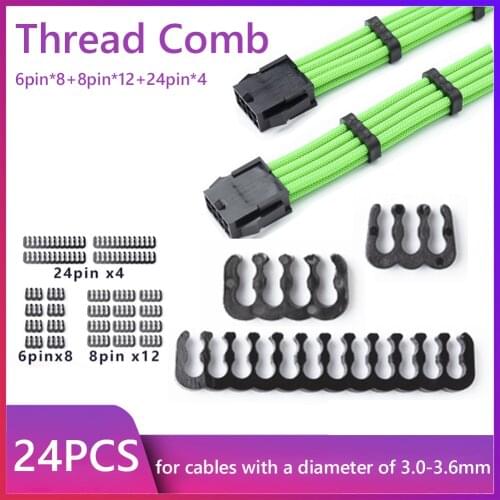 24pcs Cable Comb Organizer For 3.0-3.6mm Pc Power Cables Wiring 6/8/24 Pin Computer Cable Manager Clamp Clips
