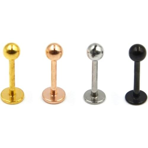 40 Pieces Color plated Ball Labret Titanium Anodizing on Stainless Steel Lip Piercing Stud Ring Body Jewelry 16g & 18g