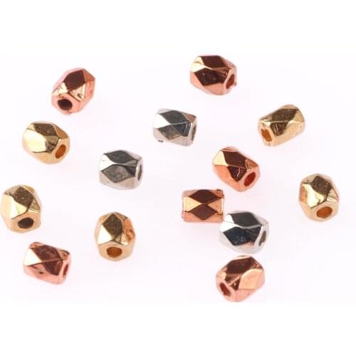 500pcs/lot Gold Color Faceted Cylinder Shape CCB Plastic Charm Bracelet Beads Findings Loose Spacer Beads For Jewelry Making