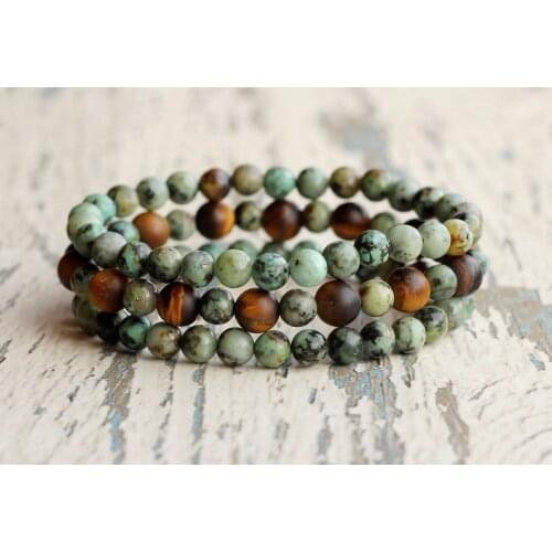 6MM African Turquoises Bracelet Stacking Bead Bracelets Men Set Bracelets Wrist Beaded Stacked Bracelet Yoga Jewelry