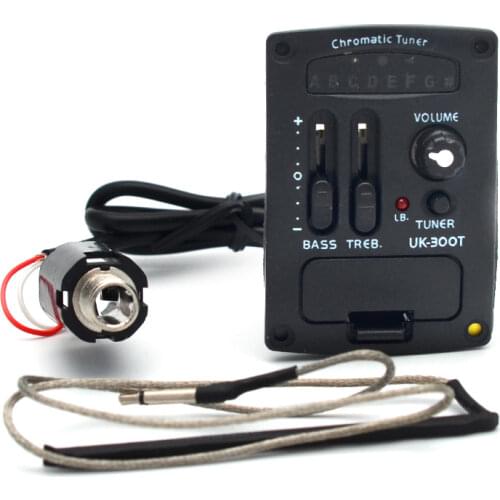 6pcs UK-300T 2 Band LED Ukulele EQ Equalizer with Chromatic Tuner Hard Bridge Pickup Piezo Ukulele Pickup Preamp