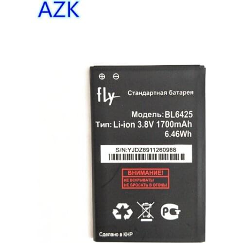 AZK High Quality 3.8V 1700mAh BL6425 BL-6425 Li-ion Battery for fly fs454 fs 454 Nimbus 8 Smart phone Replacement battery