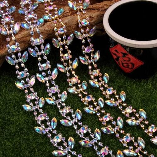 Free Shipping 5 yards Crystal Rhinestone Trim, Rhinestone Applique, Wedding Applique,Rhinestone Chain MALI015