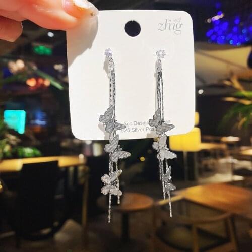 New Butterfly Tassel Long Earrings Elegant And Simple Temperament Metal Earrings European And American Ladies Fashion Jewelry