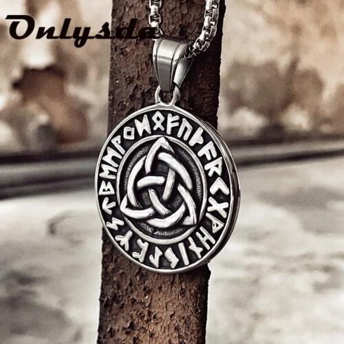 Dropshipping Viking necklace Circle trinity pendant necklace Valknut necklace Viking norse rune jewelry Gift for men OSDZ099