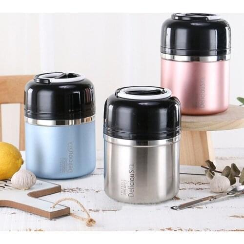 Double Stainless Steel Thermal Lunch Box Long-term Insulation Bento Box Office School Food Storage Container