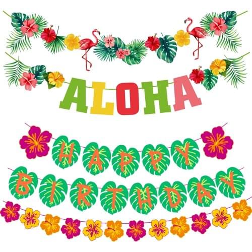 HUIRAN Palm Leaf Hawaiian Party Decor Hawaii Tropical Party Summer Flamingo Party Luau Wedding Birthday Decor Aloha Pineapple