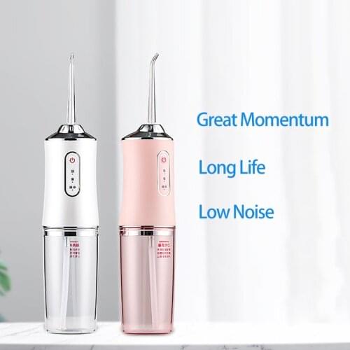 Portable Oral Irrigator With Travel Bag Water Flosser USB Rechargeable 4 Nozzles Water Jet 300ml Water Tank Waterproof