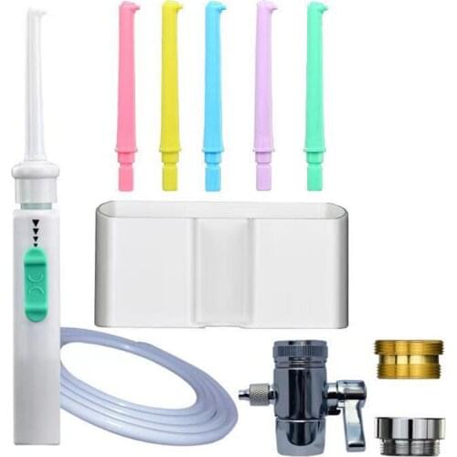 Faucet Oral Irrigator Water Flosser Portable Irrigador Water Jet Oral Irrigation Teeth Cleaning w/ 6 Nozzles