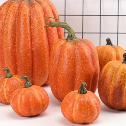 7pcs Artificial Pumpkins Assorted Fake Simulation Pumpkin for Halloween Thanksgiving Party Home House Wholesale&Dropship