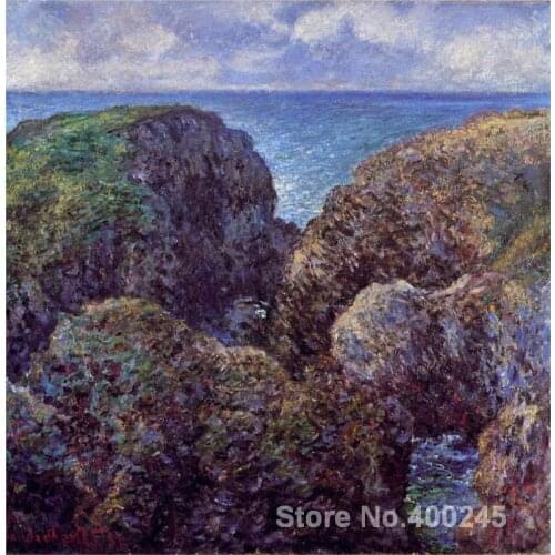 Claude Monet art collection Group of Rocks at Port Goulphar oil Painting canvas High quality Hand painted