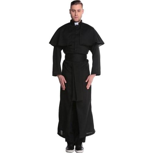 Adult Halloween Costume Mens Priest Fancy Dress Religious Catholic Costume