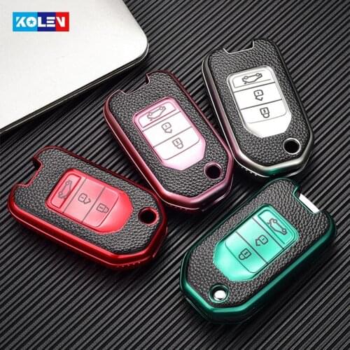 Leather + TPU Car Remote Key Full Cover Case Shell Fob For Honda Civic CR-V Accord HR-V Crider Odyssey Jade Jazz Car Accessories