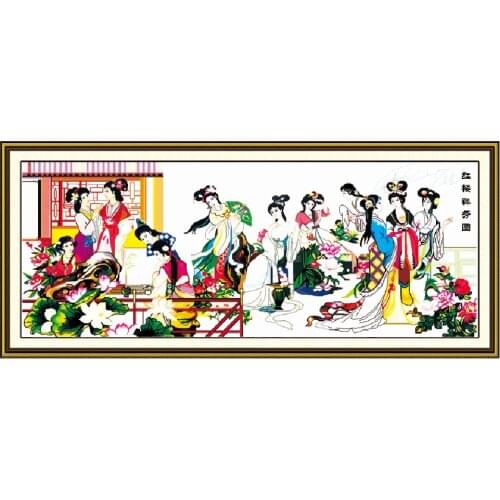 Beauties in red mansion(1) cross stitch kit chinaese famous book print fabric DMC embroidery handmade needlework craft supplies