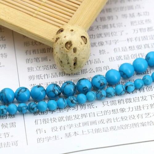 Blue Turkey Stone round loose beads 4/6mm size optional DIY 15" women jewerly making design bracelet necklace