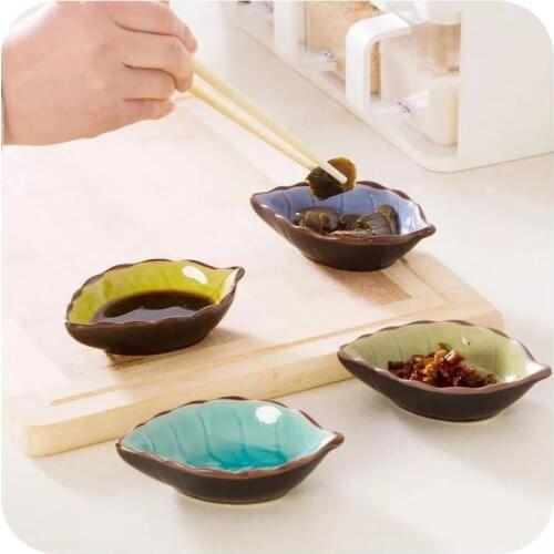 Kitchen Multi-Purpose Japanese-Style Creative Seasoning Dish Ceramic Small Leaf Dish Pickles Dish Sauce Vinegar Snacks Tableware