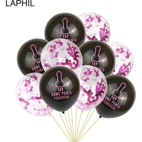 LAPHIL 10pcs YAY Same Penis Forever Ballons Bachelorette Party Decoration Bridal Shower Confetti Balloons Hen Night Party Favors