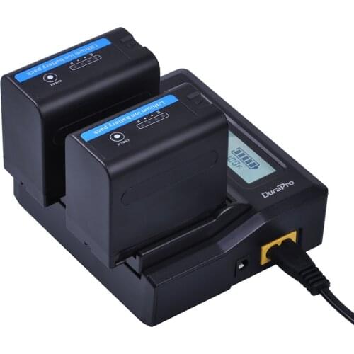 2Pcs 7200mAh NP-F970 NP-F960 Power Indicator Li-ion Batterie +Ultra Fast LCD Dual Charger for Sony NP F970 F960 F550 F570 QM91D