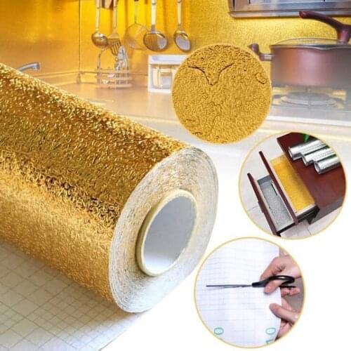 40W*100L CM Kitchen Wall Stove Aluminum Foil Oil-proof Stickers Anti-fouling High-temperature Self-adhesive Wallpaper